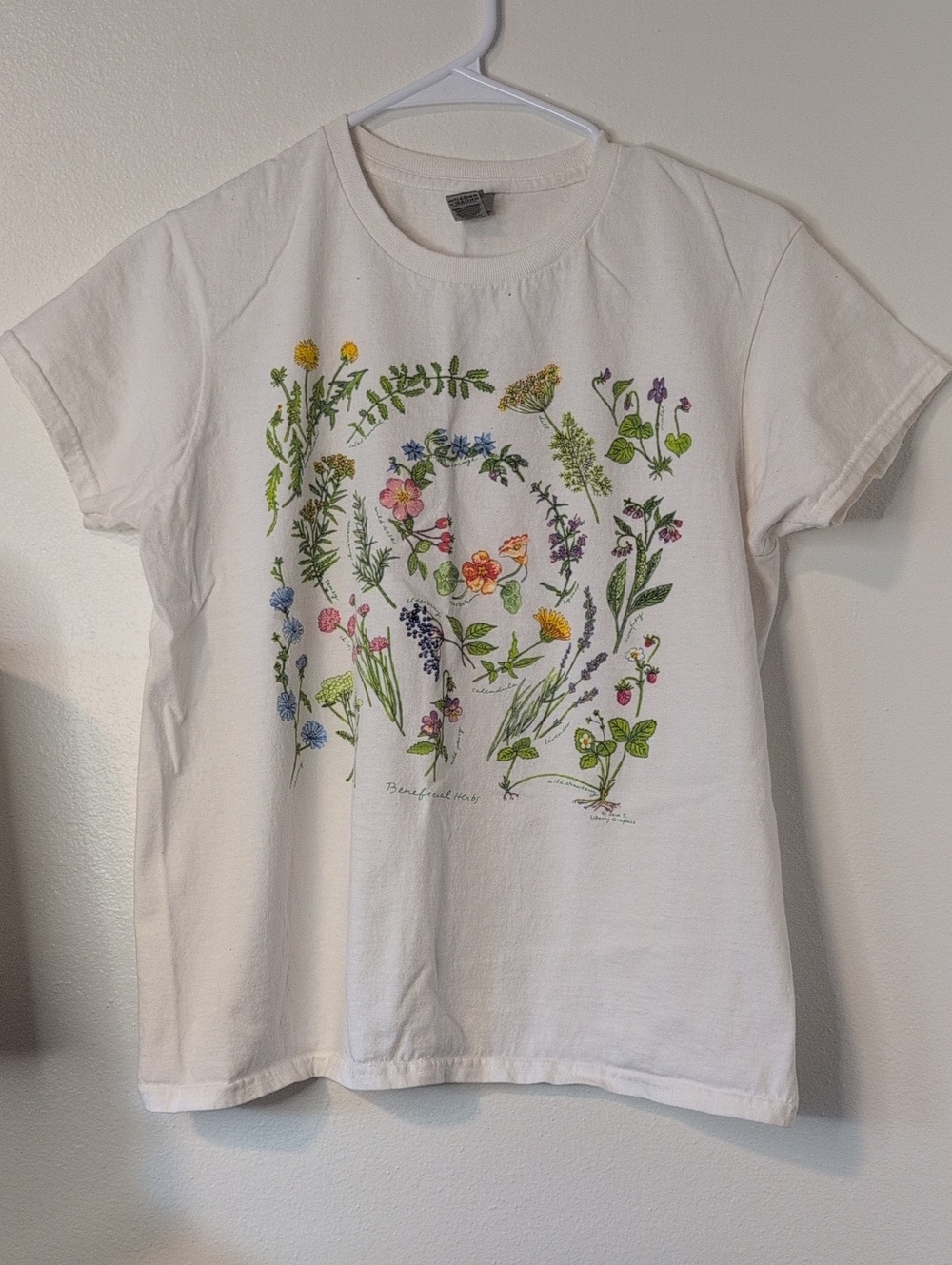 Gildan White Kids Tee with Multicolor Botanical Floral Print